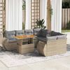 vidaXL Garden Sofa Set Beige PE rattan Large Adjustable Armrests