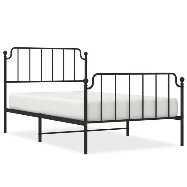 vidaXL Bed Frame Black Steel Twin Bed Frame Rectangular