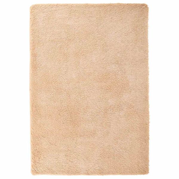 vidaXL Shaggy Rug Beige 100% Polyester 78.7 x 114.2 in Foldable