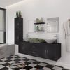 vidaXL Bathroom Cabinet Black Engineered wood and ceramic Large