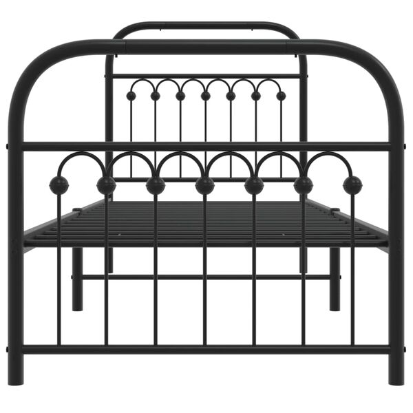 vidaXL Bed Frame Black Steel Twin Stylish Durable Metal Bed Frame