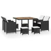 vidaXL Outdoor Furniture Set Black PE Rattan Large Removable Covers