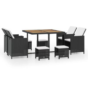 vidaXL Outdoor Furniture Set Black PE Rattan Large Removable Covers