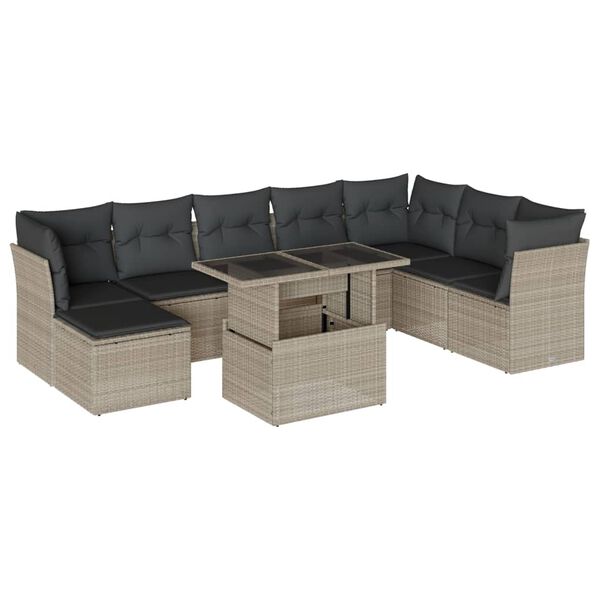 vidaXL Garden Sofa Set Light grey