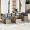 vidaXL Garden Sofa Set Beige PE Rattan Large Adjustable Feet