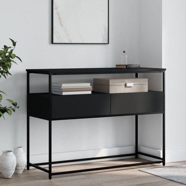 vidaXL Console Table Black Engineered wood, metal