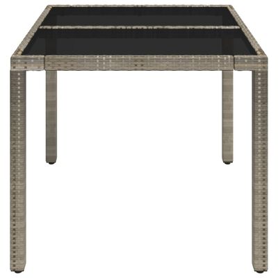 vidaXL Patio Table with Glass Top Gray 35.4"x35.4"x29.5" Poly Rattan