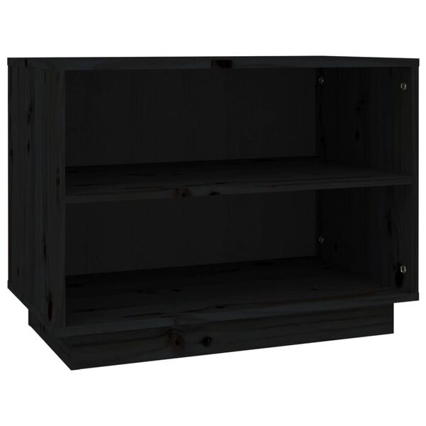 vidaXL Shoe Cabinet Black 23.6x13.4x17.7" Solid Wood Pine
