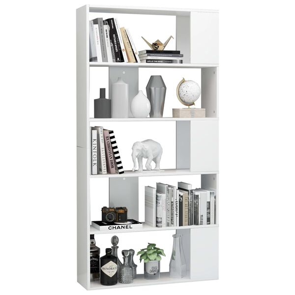 vidaXL Book Cabinet High gloss white Engineered wood