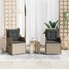 vidaXL Reclining Patio Chair Set of 2 Light grey PE rattan Standard