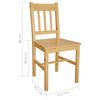 vidaXL Dining Chair Set of 6 Natural Solid pine wood Standard