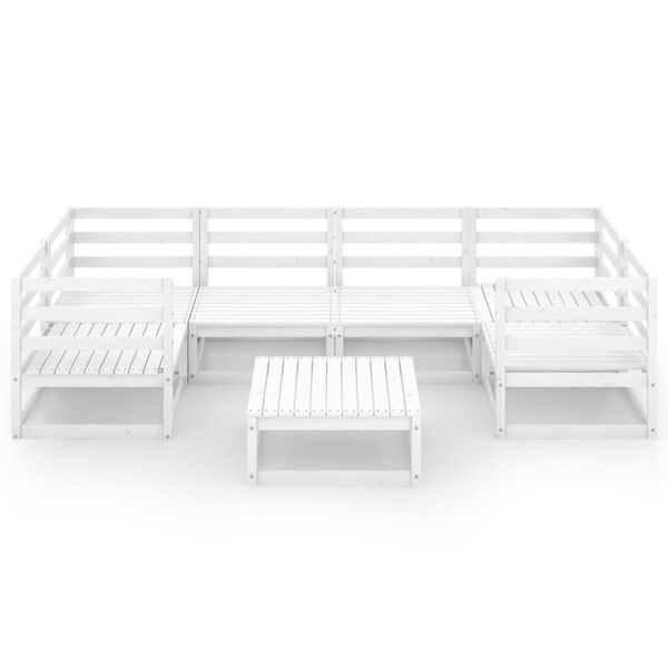 vidaXL Garden Lounge Set White Solid pinewood 7 Piece Set Modular