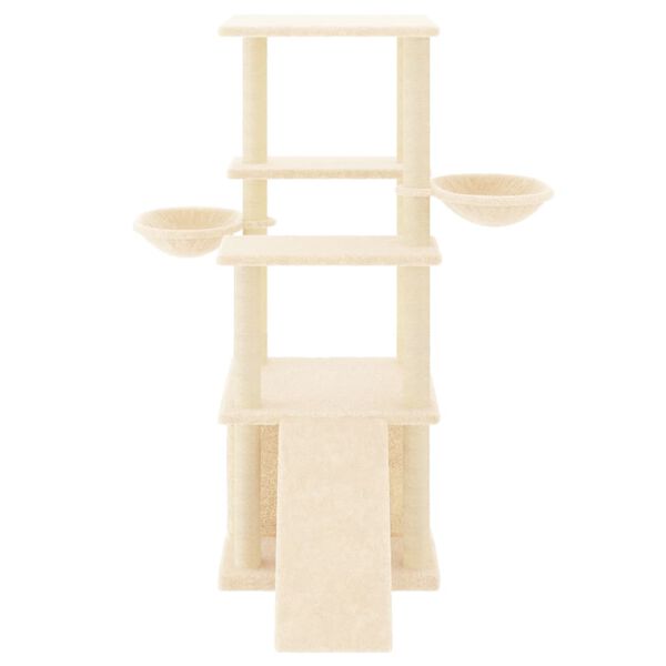 vidaXL Cat Tree Cream Engineered Wood, Plush, Sisal Medium