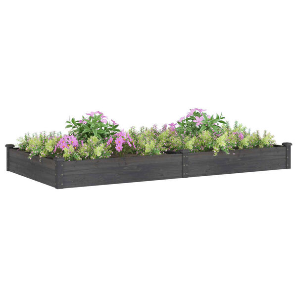 vidaXL Garden Raised Bed Grey Solid fir wood, Non-woven fabric Extra Large