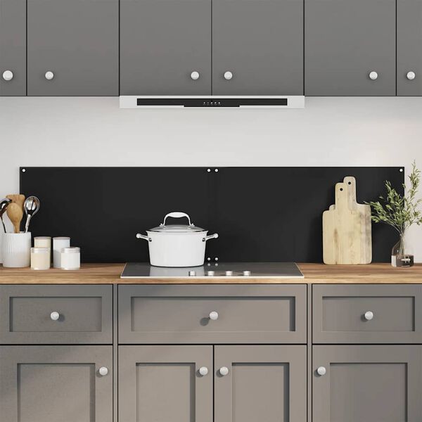 vidaXL Kitchen Backsplashes 2 pcs Black 31.5"x23.6" Tempered Glass