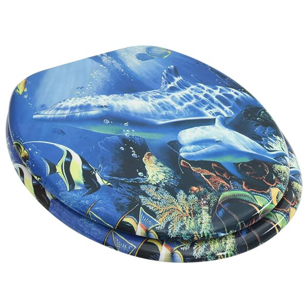 vidaXL WC Toilet Seat MDF Lid Dolphins