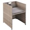 vidaXL Outdoor Dining Set Grey/Beige with Cream White Cushions
