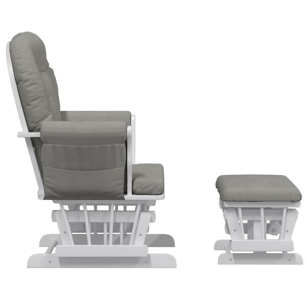 vidaXL Glider Chair with Stool Light Gray Fabric