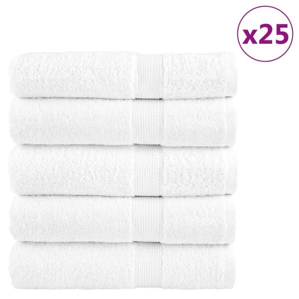 vidaXL Shower Towel Set of 25 White 100% Cotton 27.6 x 55.1 in