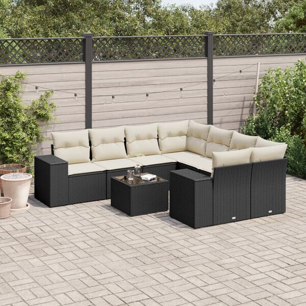 vidaXL Garden Sofa Set Black, Cream White