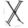 vidaXL Double Braced Keyboard Stand and Stool Set Black