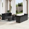 vidaXL Garden Sofa Set Height-Adjustable 10 pcs Black Poly Rattan