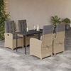 vidaXL 5 Piece Patio Dining Set with Cushions Mix Beige Poly Rattan