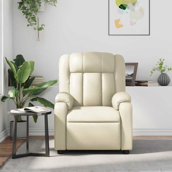 vidaXL Massage Recliner Chair Cream Faux leather Large