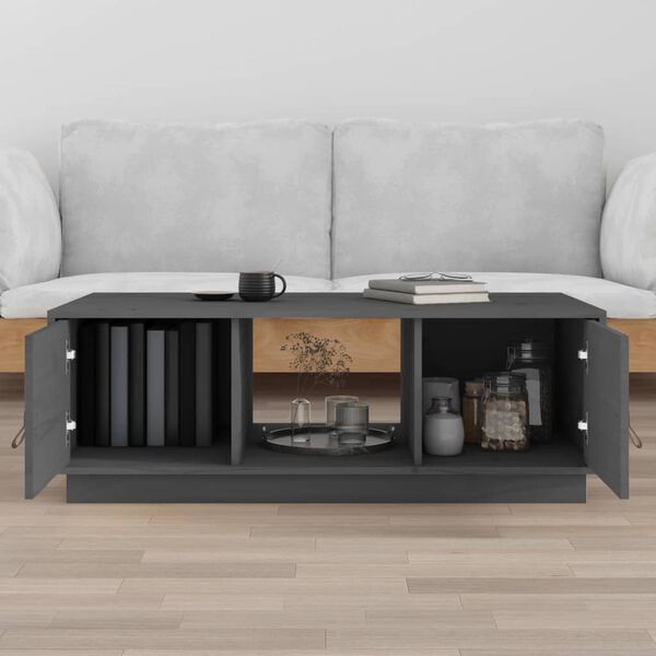 vidaXL Coffee Table Gray Solid pine wood Medium Coffee Table