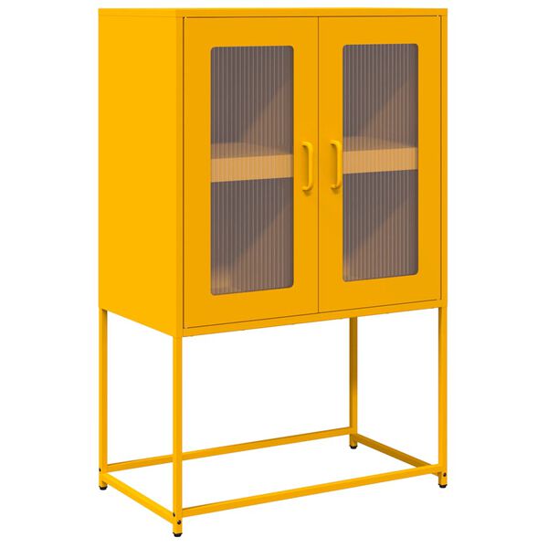 vidaXL Highboard Mustard Yellow Cold-rolled Steel Medium Highboard