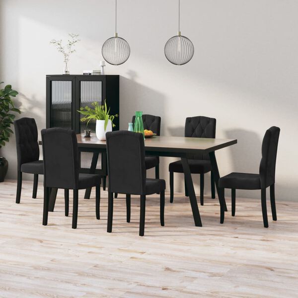 vidaXL Dining Chairs 6 pcs Black Velvet