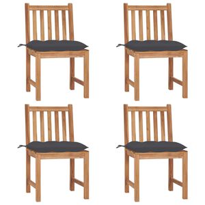 vidaXL Garden Chair Set of 4 Warm Teak Solid Teak Wood Standard
