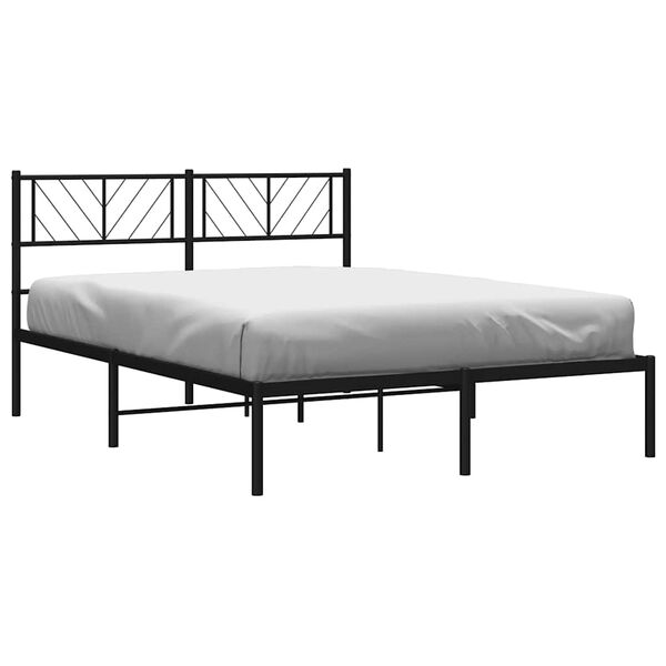 vidaXL Metal Bed Frame Black Powder-coated steel Double Bed Frame