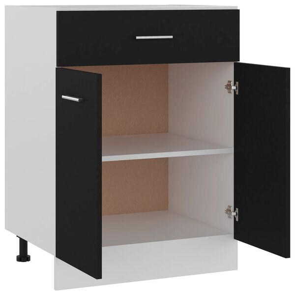 vidaXL Drawer Bottom Cabinet Black Engineered wood 23.6x18.1x32.1 in