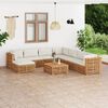 vidaXL 9 Piece Patio Lounge Set with Cream Cushion Solid Teak Wood