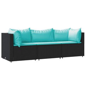 vidaXL Patio Lounge Set Black, Water blue