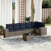 vidaXL 7 Piece Patio Sofa Set with Cushions Gray Poly Rattan