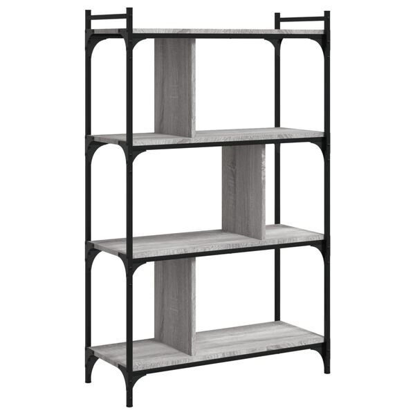 vidaXL Bookcase Grey sonoma Engineered wood, Metal 4-tier