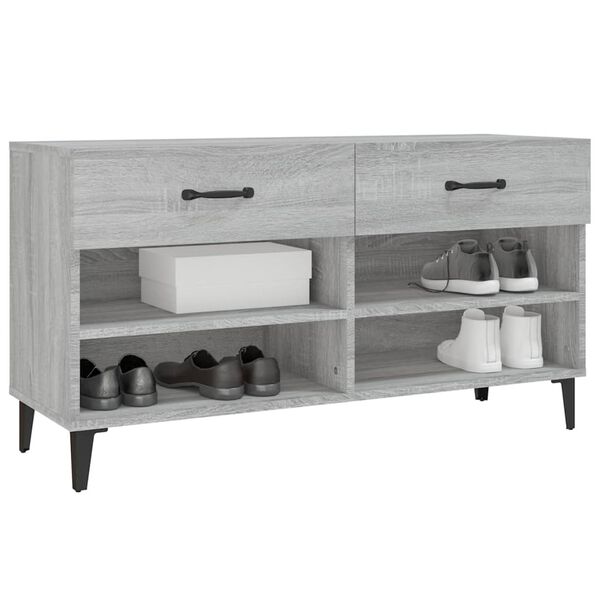 vidaXL Shoe Cabinet Grey Sonoma 40.2x13.8x21.7" Engineered Wood