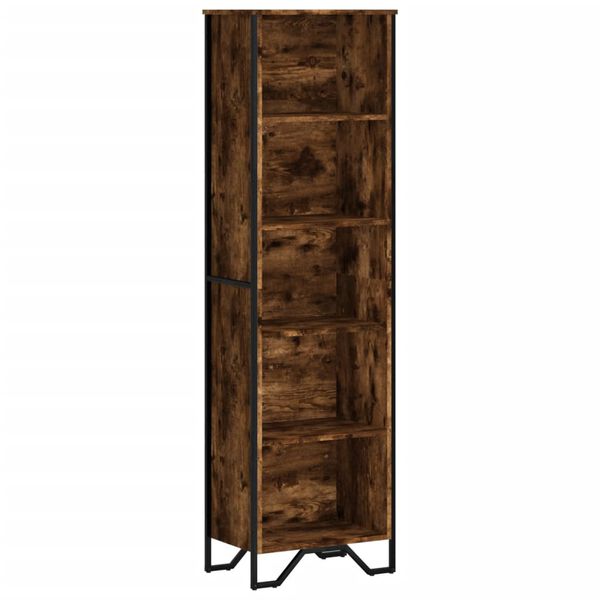 vidaXL Bookcase Smoked Oak Engineered wood, metal Medium Bookcase