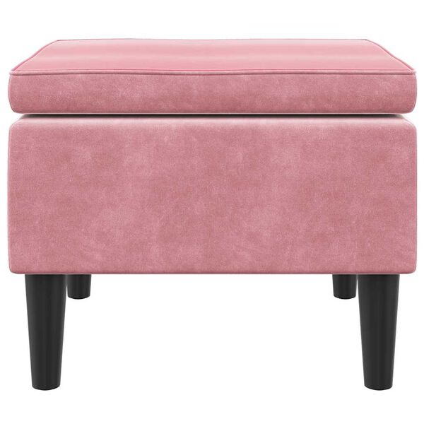 vidaXL Stool Pink Velvet (100% polyester), rubber wood Compact Modern