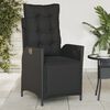 vidaXL Reclining Garden Chair Black PE Rattan, Powder-Coated Steel Medium