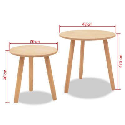 vidaXL Side Table Set 2 Pieces Solid Pinewood Brown