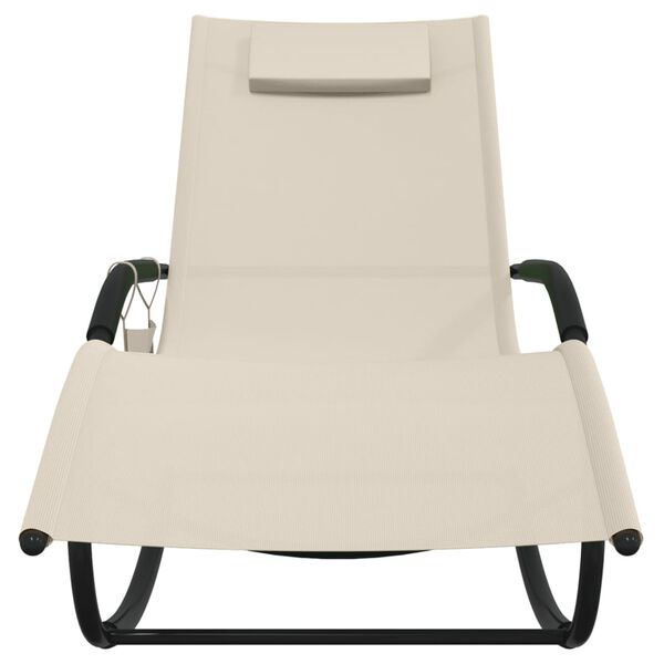 vidaXL Rocking Sun Lounger Cream Steel and Textilene