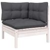 vidaXL Garden Lounge Set White Pine Wood with Dark Gray Cushions