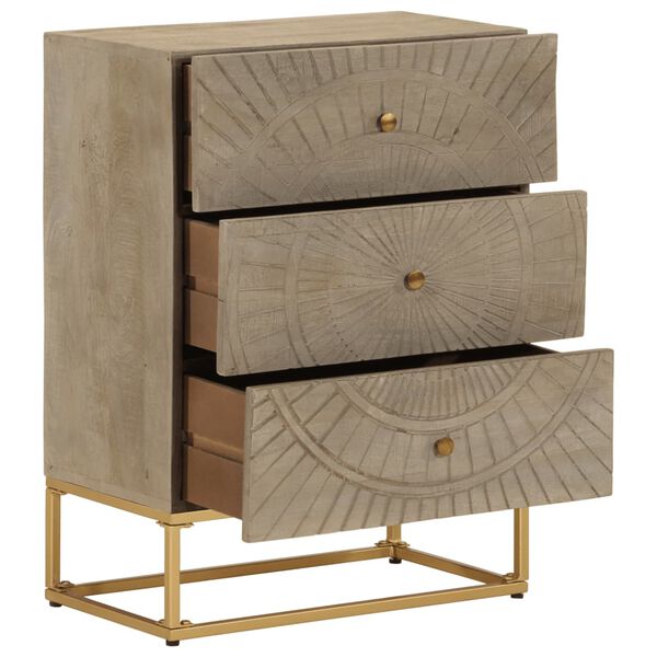 vidaXL Chest Of Drawers Natural Wood Solid mango wood and iron Medium