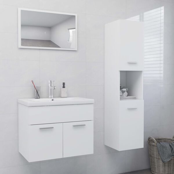 vidaXL Bathroom Furniture Set White Engineered wood, acrylic, ceramic Tall