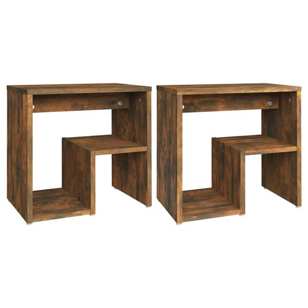 vidaXL Bed Cabinet Set of 2 Smoked oak Engineered wood 15.7x11.8x15.7 in
