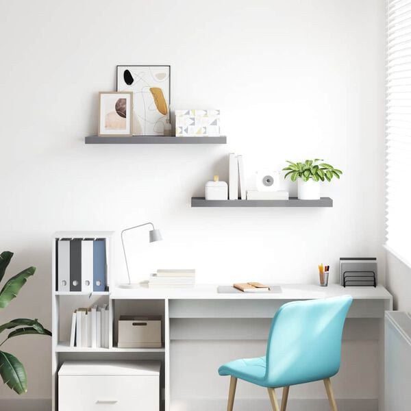 vidaXL Wall Shelf Set of 2 Grey Honeycomb MDF, Metal 2 pieces, Medium