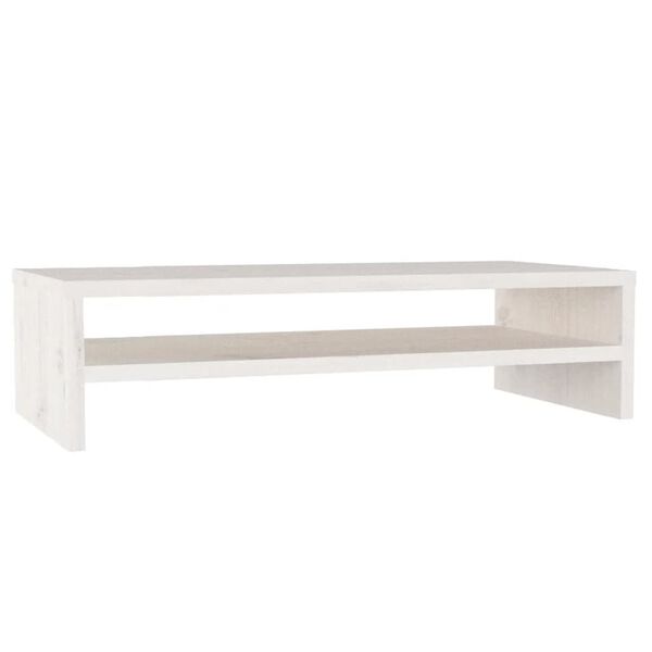 vidaXL Monitor Stand White Solid pine wood 19.7x9.4x5.1 in Monitor Stand